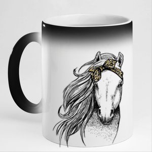 Horse Leopard Face Horseback Riding Horse Lover 11oz Black Color Changing Mug