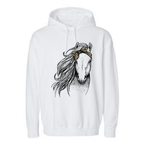 Horse Leopard Face Horseback Riding Horse Lover Garment-Dyed Fleece Hoodie