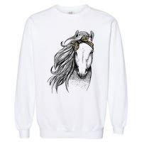 Horse Leopard Face Horseback Riding Horse Lover Garment-Dyed Sweatshirt