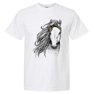 Horse Leopard Face Horseback Riding Horse Lover Garment-Dyed Heavyweight T-Shirt