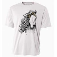 Horse Leopard Face Horseback Riding Horse Lover Cooling Performance Crew T-Shirt