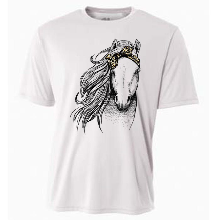 Horse Leopard Face Horseback Riding Horse Lover Cooling Performance Crew T-Shirt