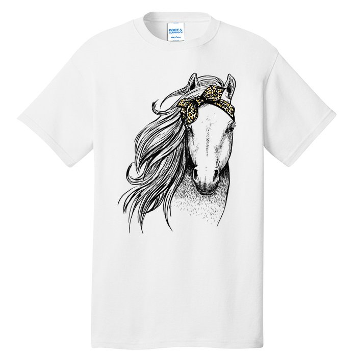 Horse Leopard Face Horseback Riding Horse Lover Tall T-Shirt