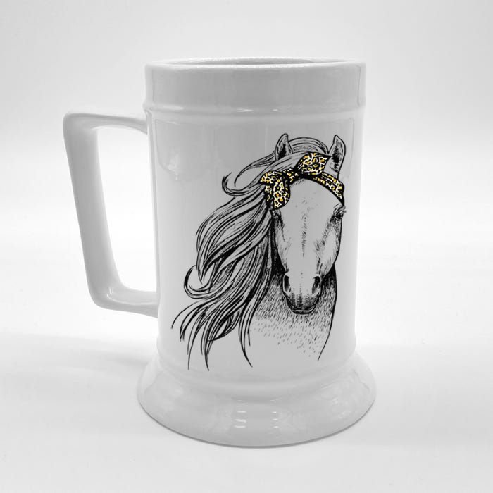 Horse Leopard Face Horseback Riding Horse Lover Beer Stein