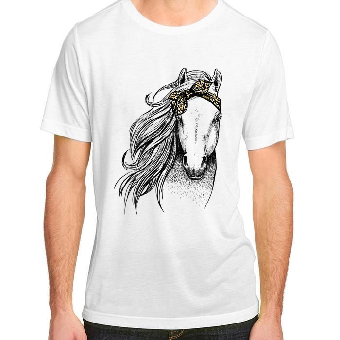 Horse Leopard Face Horseback Riding Horse Lover Adult ChromaSoft Performance T-Shirt