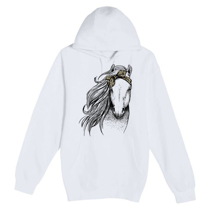 Horse Leopard Face Horseback Riding Horse Lover Premium Pullover Hoodie