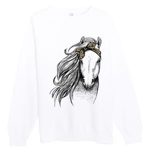 Horse Leopard Face Horseback Riding Horse Lover Premium Crewneck Sweatshirt