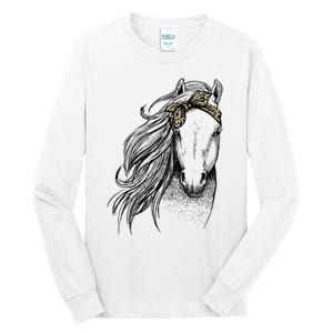 Horse Leopard Face Horseback Riding Horse Lover Tall Long Sleeve T-Shirt