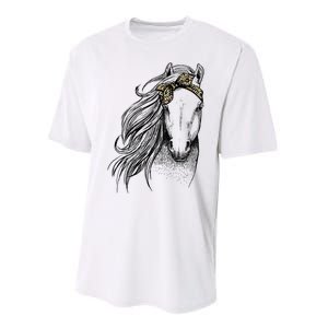 Horse Leopard Face Horseback Riding Horse Lover Performance Sprint T-Shirt