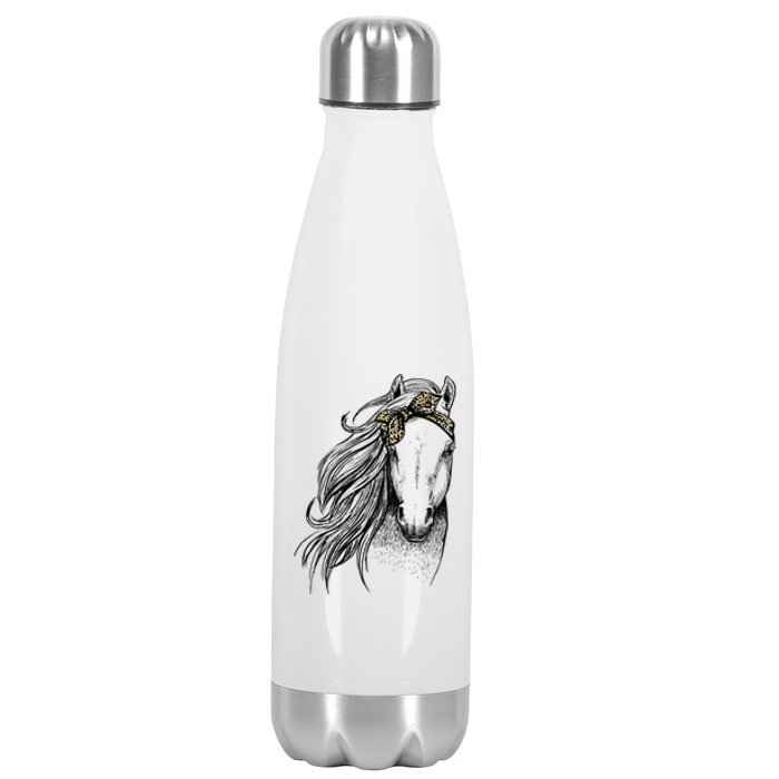 Horse Leopard Face Horseback Riding Horse Lover Stainless Steel Insulated Water Bottle