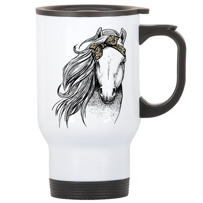 Horse Leopard Face Horseback Riding Horse Lover Stainless Steel Travel Mug