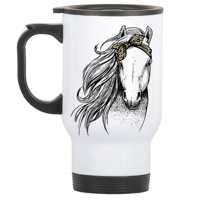 Horse Leopard Face Horseback Riding Horse Lover Stainless Steel Travel Mug