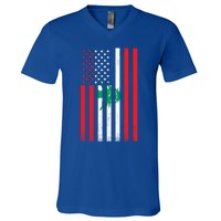 Half Lebanese Flag Vintage American Inside Me Usa Gift V-Neck T-Shirt