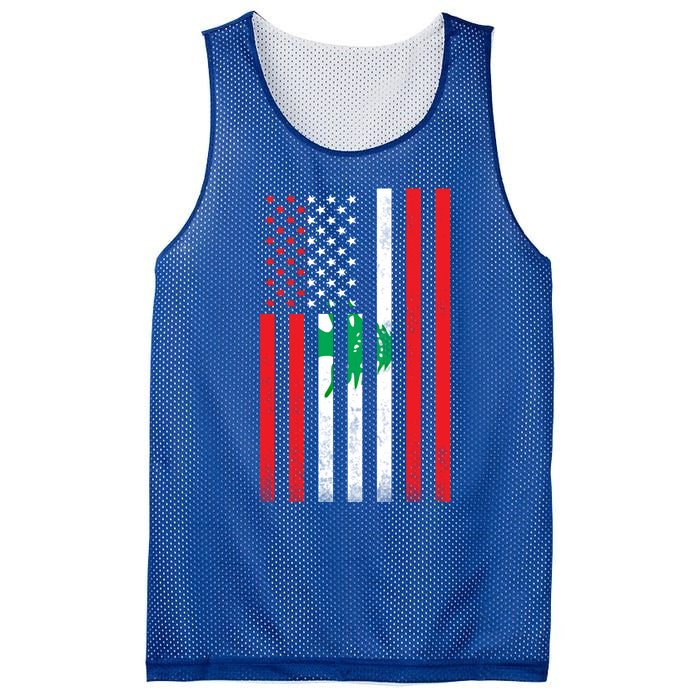 Half Lebanese Flag Vintage American Inside Me Usa Gift Mesh Reversible Basketball Jersey Tank