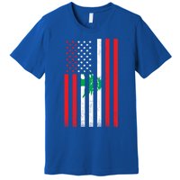 Half Lebanese Flag Vintage American Inside Me Usa Gift Premium T-Shirt