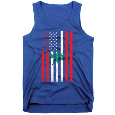 Half Lebanese Flag Vintage American Inside Me Usa Gift Tank Top