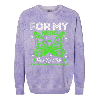 Hope Love & Faith Support Lymphoma Awareness Butterfly Colorblast Crewneck Sweatshirt