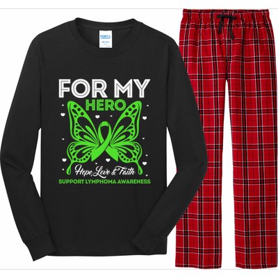 Hope Love & Faith Support Lymphoma Awareness Butterfly Long Sleeve Pajama Set