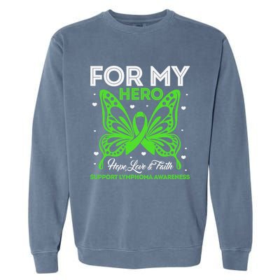 Hope Love & Faith Support Lymphoma Awareness Butterfly Garment-Dyed Sweatshirt