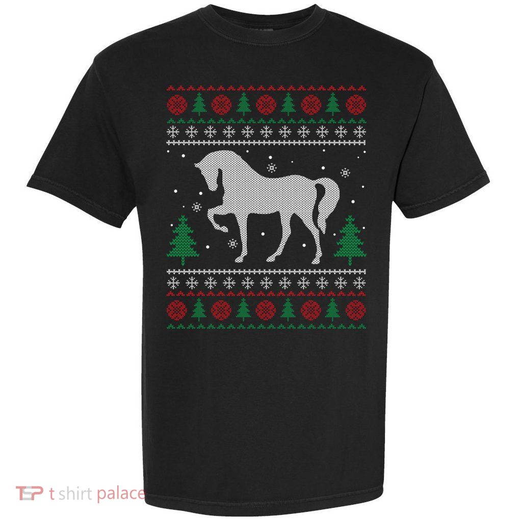 Horse Lover Funny Gift Horse Ugly Sweater Christmas Xmas Gift Garment-Dyed Heavyweight T-Shirt