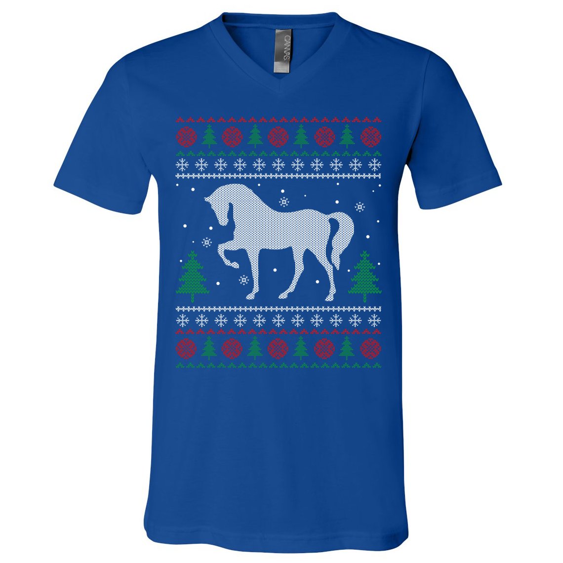Horse Lover Funny Gift Horse Ugly Sweater Christmas Xmas Gift V-Neck T-Shirt