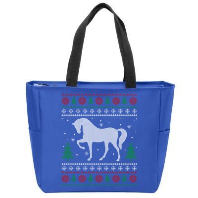 Horse Lover Funny Gift Horse Ugly Sweater Christmas Xmas Gift Zip Tote Bag