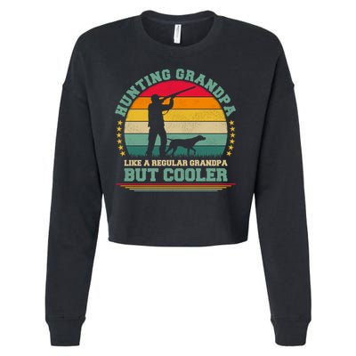 Hunting Lover Funny Vintage Hunting Grandpa Fathers Day Gift Cropped Pullover Crew