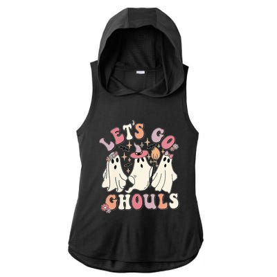 Halloween LetS Go Ghouls Ladies PosiCharge Tri-Blend Wicking Draft Hoodie Tank