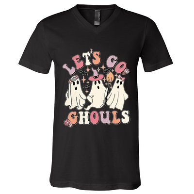 Halloween LetS Go Ghouls V-Neck T-Shirt