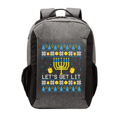 Hanukkah Let's Get Lit Jewish Ugly Sweater Channukah Menorah Vector Backpack