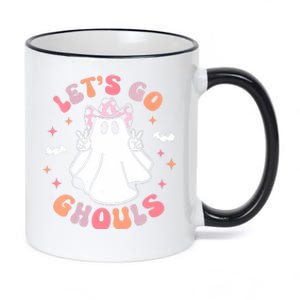 Halloween Lets Go Ghouls Ghost Retro Costume 11oz Black Color Changing Mug