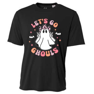 Halloween Lets Go Ghouls Ghost Retro Costume Cooling Performance Crew T-Shirt