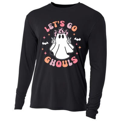 Halloween Lets Go Ghouls Ghost Retro Costume Cooling Performance Long Sleeve Crew