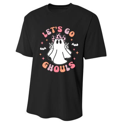 Halloween Lets Go Ghouls Ghost Retro Costume Performance Sprint T-Shirt