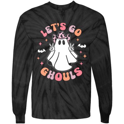 Halloween Lets Go Ghouls Ghost Retro Costume Tie-Dye Long Sleeve Shirt