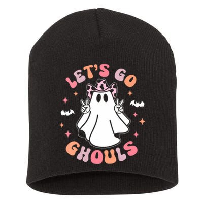 Halloween Lets Go Ghouls Ghost Retro Costume Short Acrylic Beanie