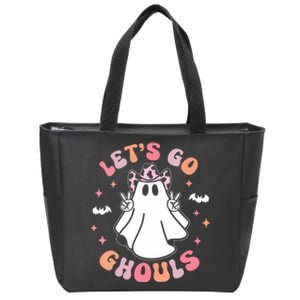 Halloween Lets Go Ghouls Ghost Retro Costume Zip Tote Bag