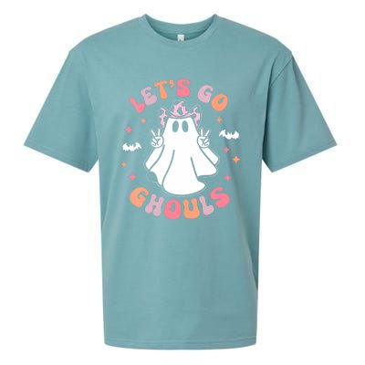 Halloween Lets Go Ghouls Ghost Retro Costume Sueded Cloud Jersey T-Shirt