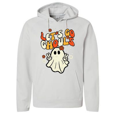 Halloween Lets Go Ghouls Ghost Performance Fleece Hoodie