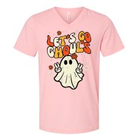 Halloween Lets Go Ghouls Ghost V-Neck T-Shirt