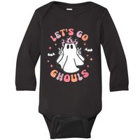 Halloween LetS Go Ghouls Ghost Retro Costume Baby Long Sleeve Bodysuit