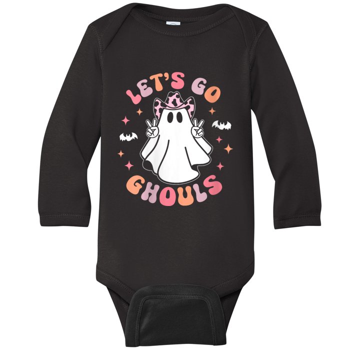 Halloween LetS Go Ghouls Ghost Retro Costume Baby Long Sleeve Bodysuit