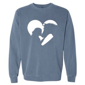 Horse Lover Girl Kissing Horses Horseman Horseback Riding Garment-Dyed Sweatshirt