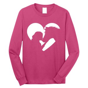 Horse Lover Girl Kissing Horses Horseman Horseback Riding Long Sleeve Shirt