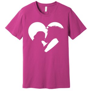 Horse Lover Girl Kissing Horses Horseman Horseback Riding Premium T-Shirt