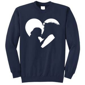 Horse Lover Girl Kissing Horses Horseman Horseback Riding Tall Sweatshirt