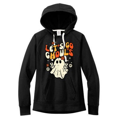 Halloween Lets Go Ghouls Ghost Retro Costume Women Girl Women's Fleece Hoodie