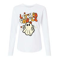 Halloween Lets Go Ghouls Ghost Retro Costume Women Girl Womens Cotton Relaxed Long Sleeve T-Shirt