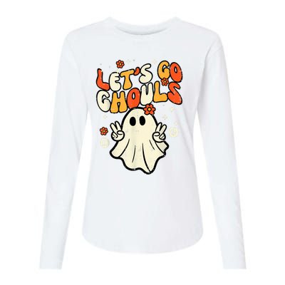 Halloween Lets Go Ghouls Ghost Retro Costume Women Girl Womens Cotton Relaxed Long Sleeve T-Shirt