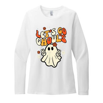 Halloween Lets Go Ghouls Ghost Retro Costume Women Girl Womens CVC Long Sleeve Shirt